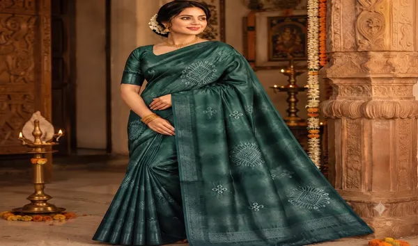 Navy_Blue_Tie-Dye_Embroidered_And_Net_Stylish_Saree
