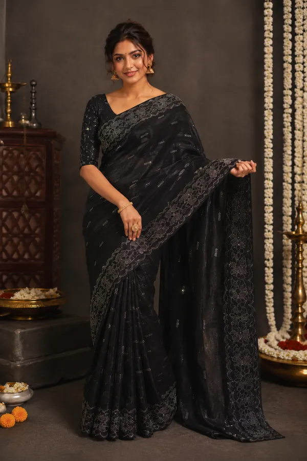 Black_Embellished_Lace_Border_Saree_With_Silver_Detailing