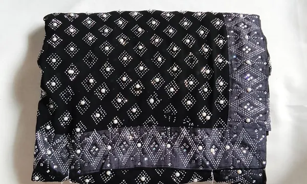 Black_Georgette_Embellished_Mirror_Work_Dupatta_Partywear_Saree_For_Women