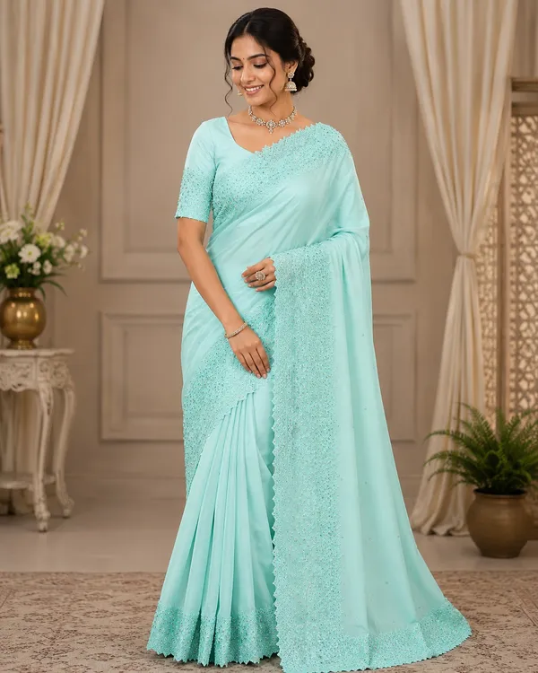 Golden_Beige_Organza_Blend_Woven_Border_Saree
