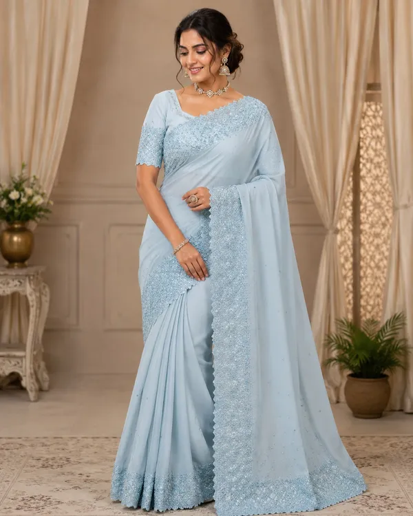 Golden_Beige_Organza_Blend_Woven_Border_Saree