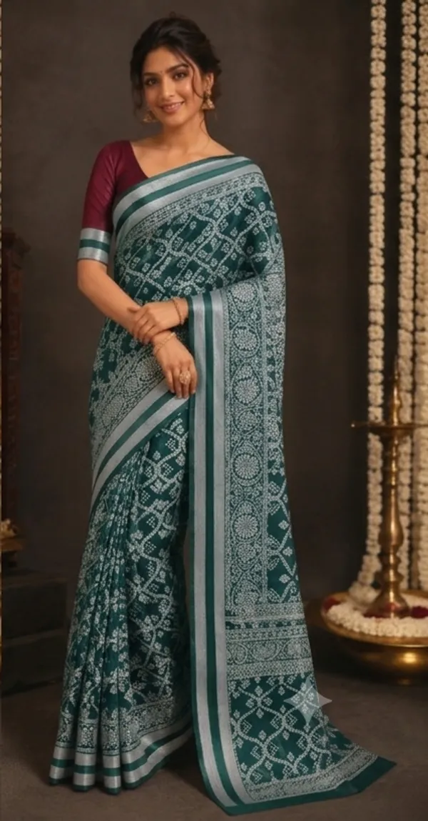 Maroon_Traditional_Block_Print_Cotton_Saree_With_Intricate_Border