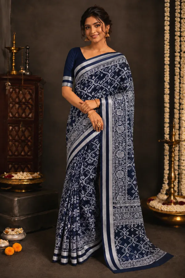 Maroon_Traditional_Block_Print_Cotton_Saree_With_Intricate_Border