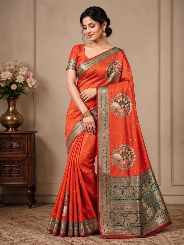 Turquoise_Silk_Peacock_Embroidered_Banarsi_Catpadar_Saree