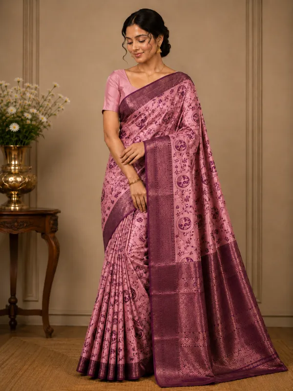 Multicolor_Silk_Blend_Floral_Print_Saree_(Catpadar)