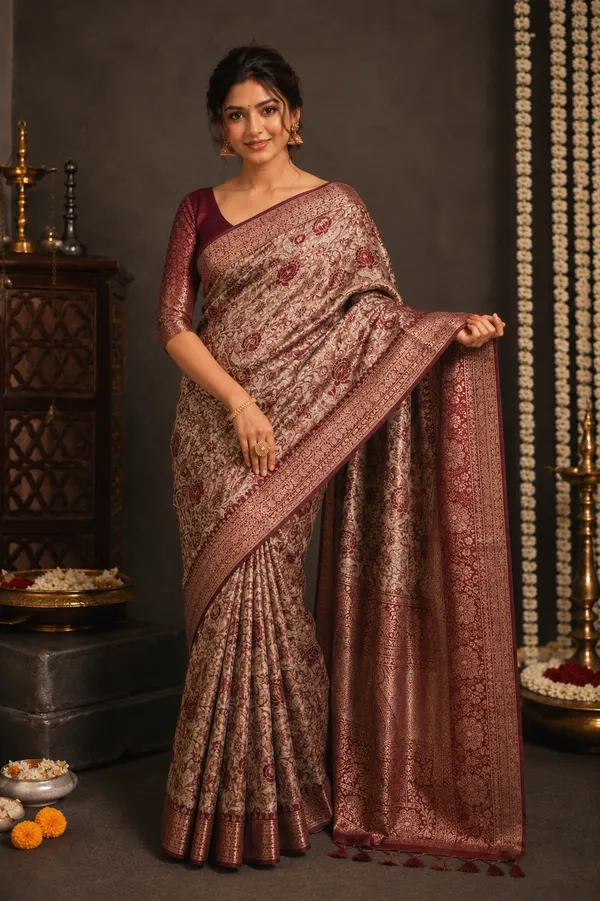 Multicolor_Silk_Blend_Floral_Print_Saree_(Catpadar)