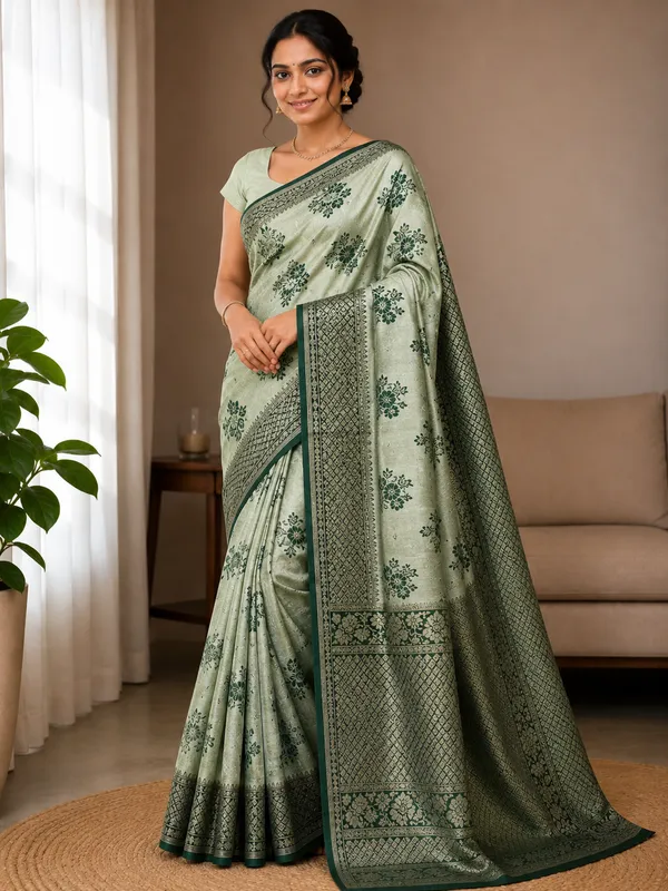 Multicolor_Silk_Blend_Floral_Print_Saree_(Catpadar)
