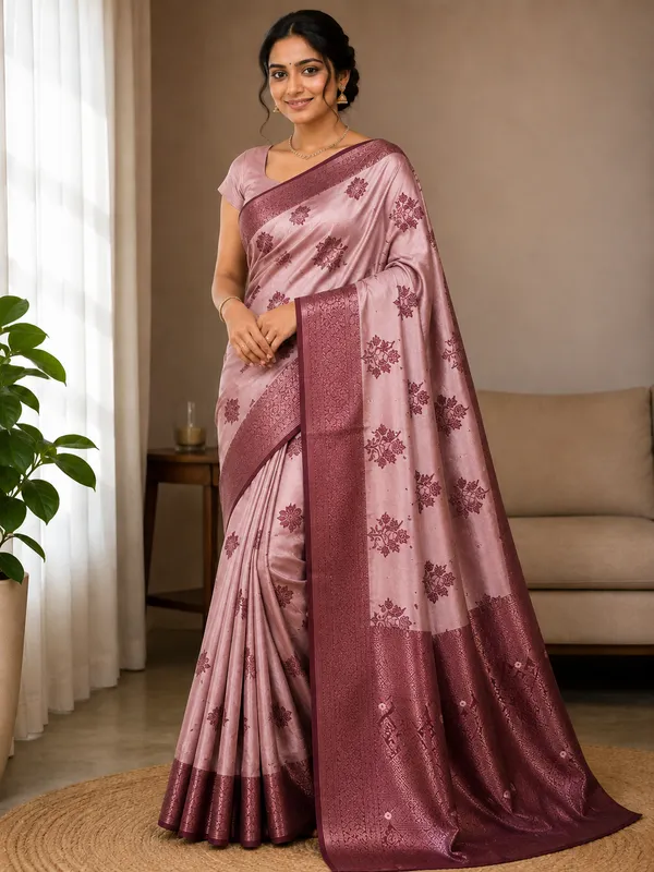 Multicolor_Silk_Blend_Floral_Print_Saree_(Catpadar)
