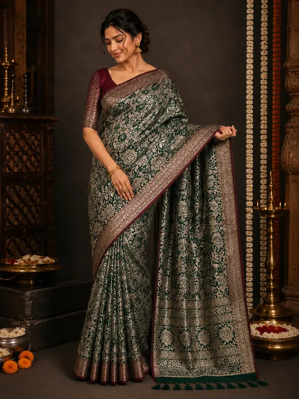 Multicolor_Silk_Blend_Floral_Print_Saree_(Catpadar)