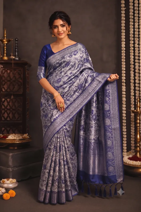 Grey_Floral_Print_Saree