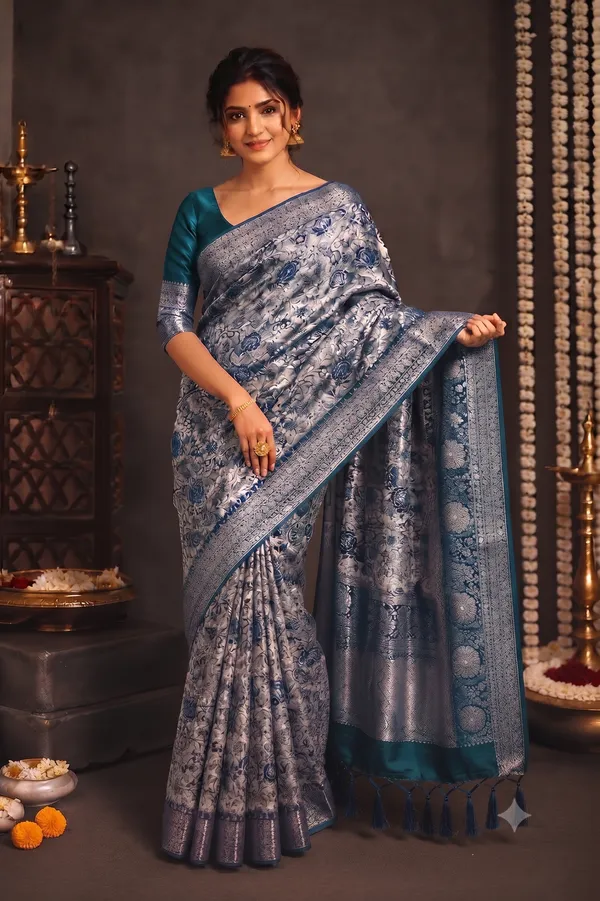 Grey_Floral_Print_Saree