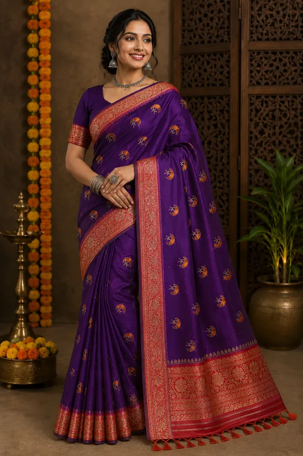 Purple_Silk_Saree_With_Red_Border_(Chandkor_Katpadar)