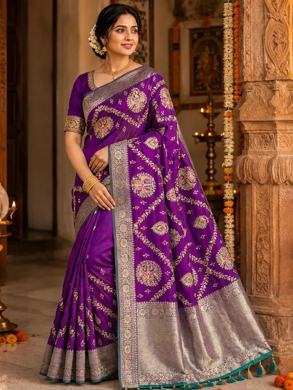 Teal_Green_Silk_Embroidered_Zari_Work_Saree_With_Pink_Border_(Catpadar)