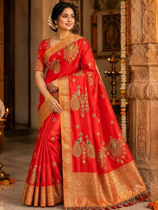 Teal_Green_Silk_Embroidered_Zari_Work_Saree_With_Pink_Border_(Catpadar)