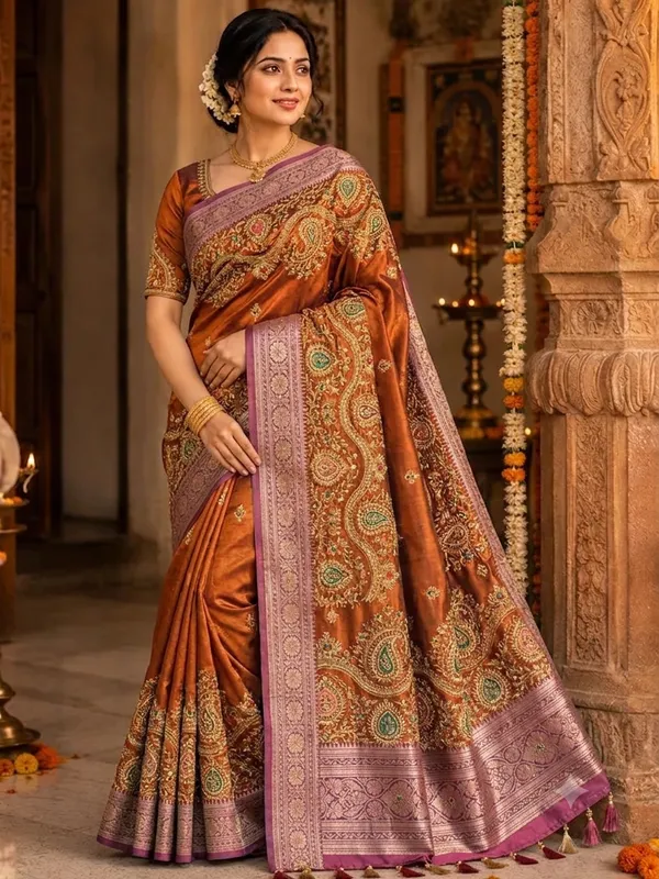 Teal_Green_Silk_Embroidered_Zari_Work_Saree_With_Pink_Border_(Catpadar)
