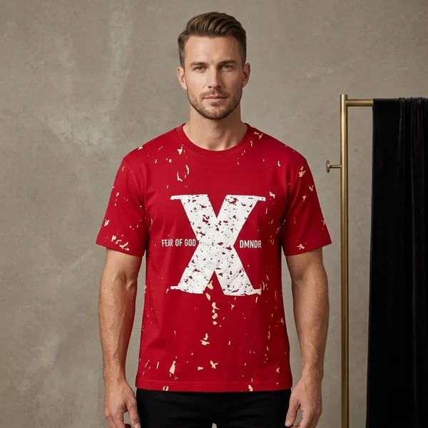 Red_French_Terry_Cotton_Distressed_Print_Graphic_T-Shirt_For_Men