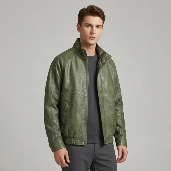 Olive_Green_Cactus_Leather_Bomber_Jacket_For_Men