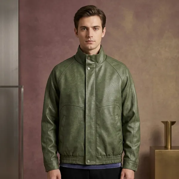 Olive_Green_Cactus_Leather_Bomber_Jacket_For_Men
