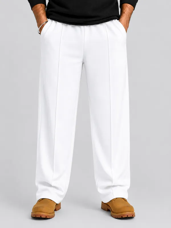 White_Relaxed_Fit_Pleated_Trousers_For_Men