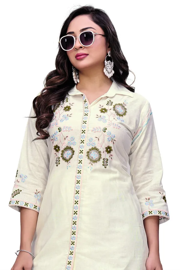 Cream_Georgette_Embroidered_Straight_Kurta_Pant_Set_For_Women