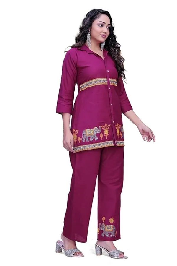 Maroon_Georgette_Printed_Straight_Co_Ord_Set_For_Women
