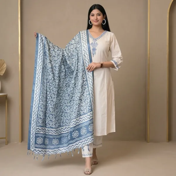 Cream_Georgette_Embroidered_Straight_Kurta_Pant_Set_With_Dupatta_For_Women