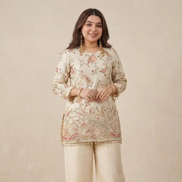 Ivory_Georgette_Embroidered_Paisley_Straight_Coord_Set_For_Women