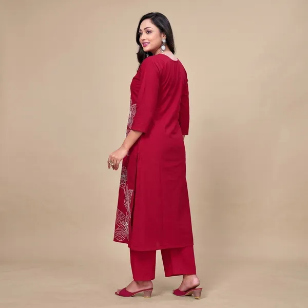 Maroon_Georgette_Floral_Embroidered_Straight_Coord_Set_For_Women