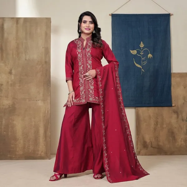Maroon_Georgette_Embroidered_Sharara_Suit_With_Dupatta_For_Women