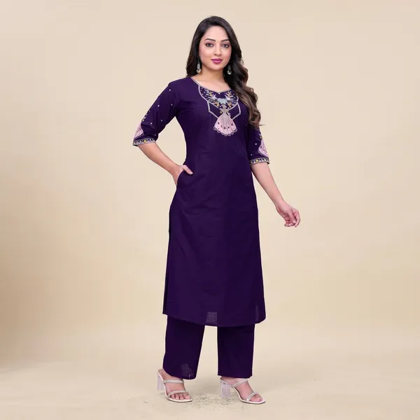 Purple_Georgette_Embroidered_Straight_Kurta_Pant_Set_For_Women
