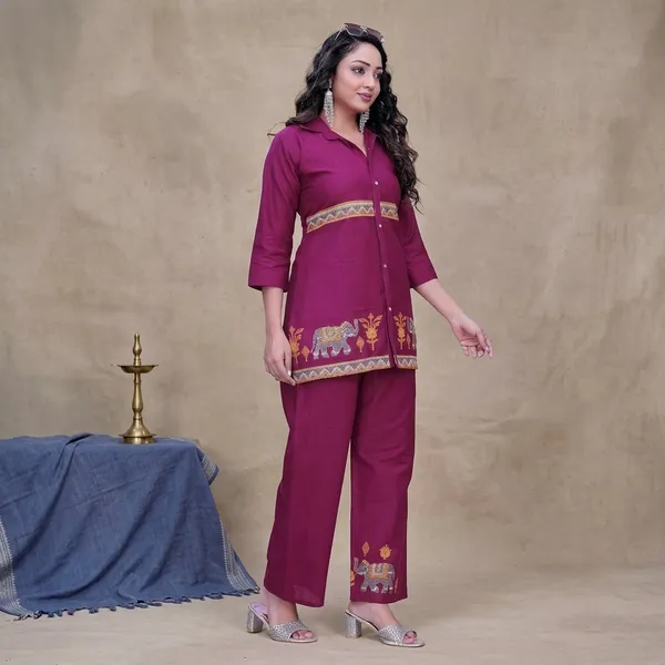 Maroon_Georgette_Printed_Straight_Co_Ord_Set_For_Women