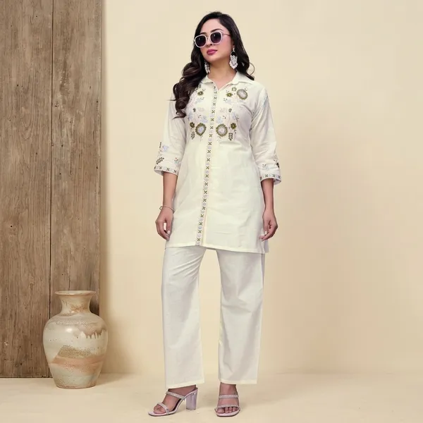 Cream_Georgette_Embroidered_Straight_Kurta_Pant_Set_For_Women