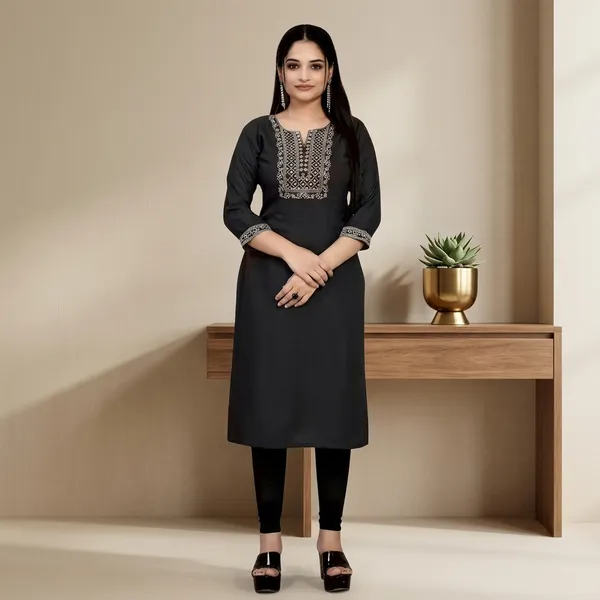 Black_Georgette_Embroidered_Straight_Fit_Kurti_For_Women