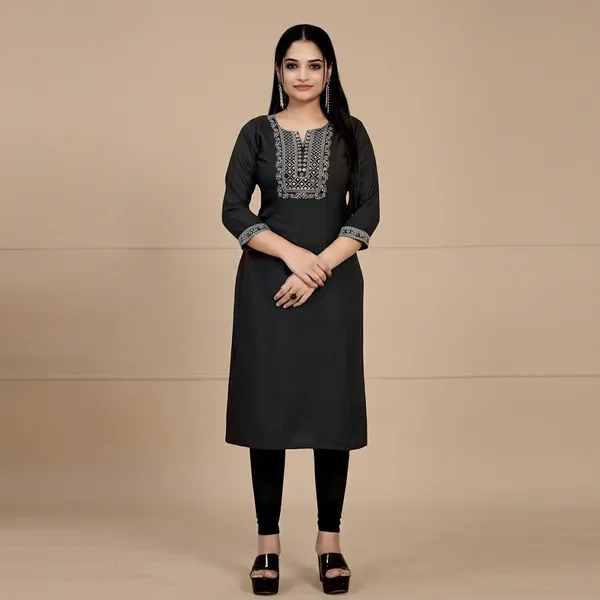 Black_Georgette_Embroidered_Straight_Fit_Kurti_For_Women