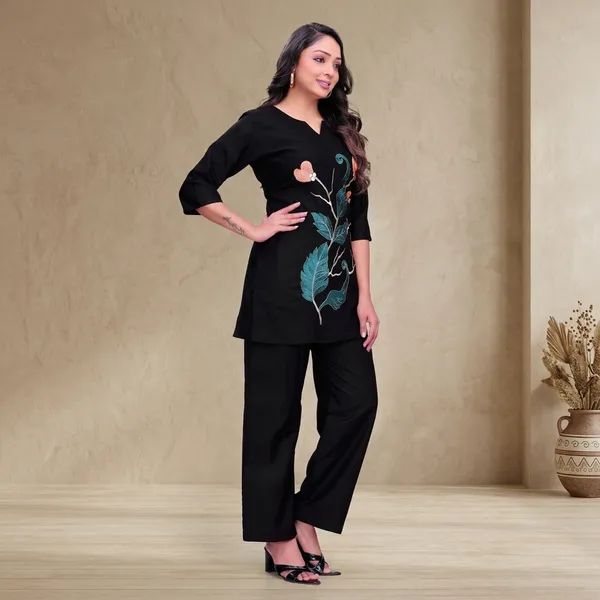 Black_Georgette_Embroidered_Straight_Fit_Co_Ord_Set_For_Women