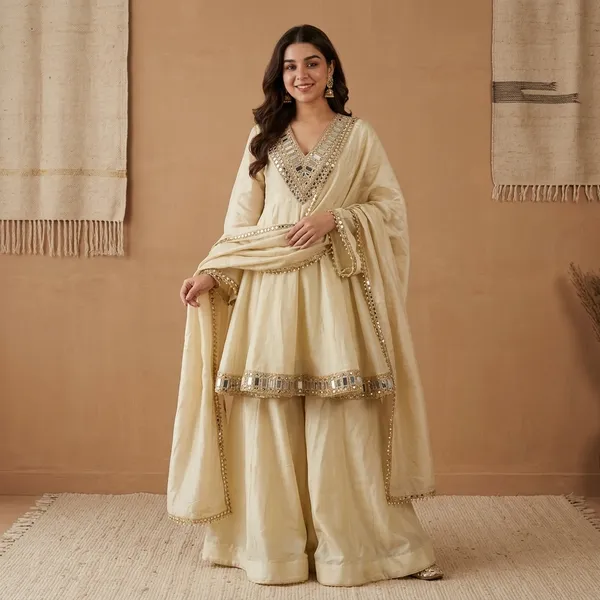 Yellow_Georgette_Mirror_Work_Sharara_Suit_For_Women