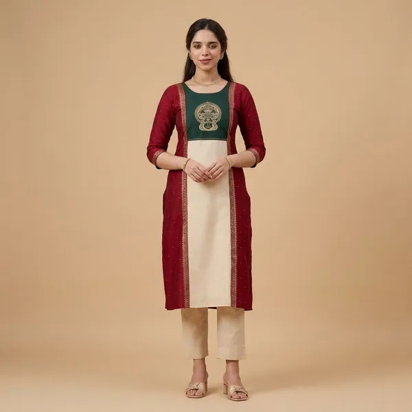 Maroon_Cream_Georgette_Printed_Straight_Kurta_Pant_Set_For_Women