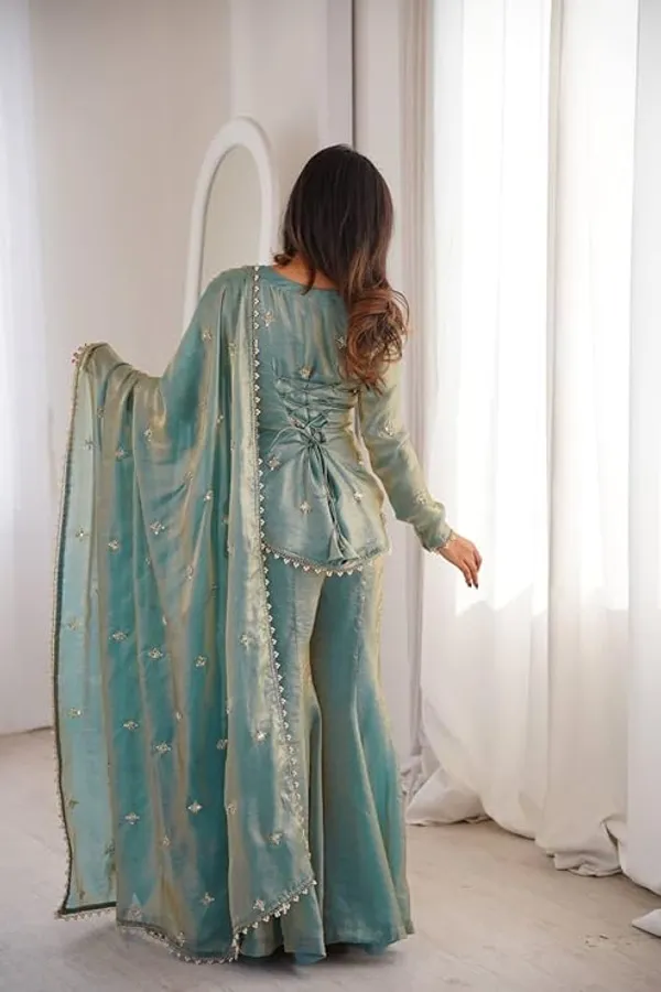 Sea_Green_Georgette_Embroidered_Peplum_Sharara_Suit_For_Women