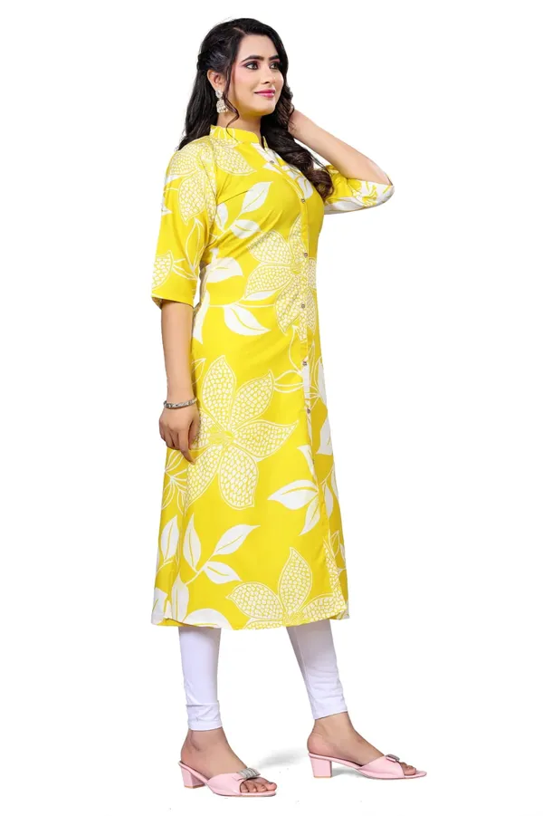 Yellow_Georgette_Floral_Print_Straight_Kurta_For_Women