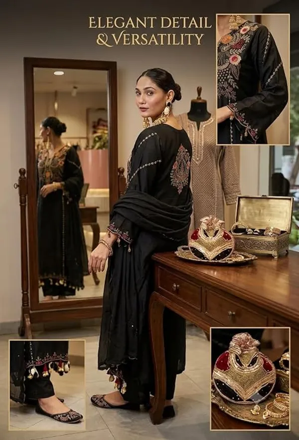 Black_Georgette_Embroidered_Straight_Kurta_Palazzo_Set_With_Dupatta_For_Women