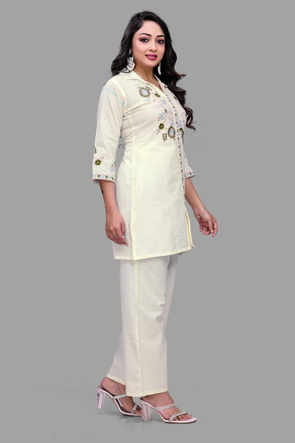 Cream_Georgette_Embroidered_Straight_Kurta_Pant_Set_For_Women