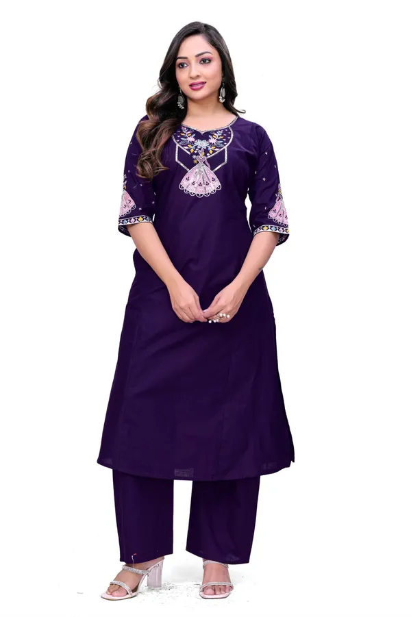 Purple_Georgette_Embroidered_Straight_Kurta_Pant_Set_For_Women