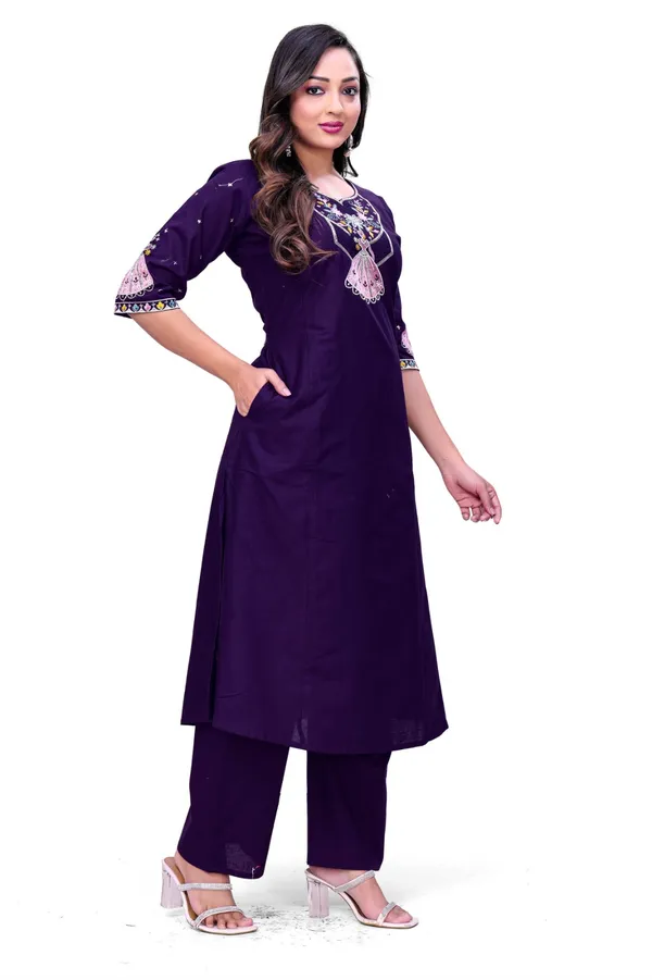 Purple_Georgette_Embroidered_Straight_Kurta_Pant_Set_For_Women