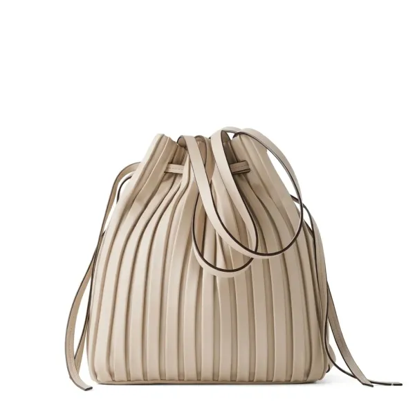 Veloure_Aria_Pleated_Bucket_Bag_|_Apricot_Vegan_Leather_Drawstring_Purse