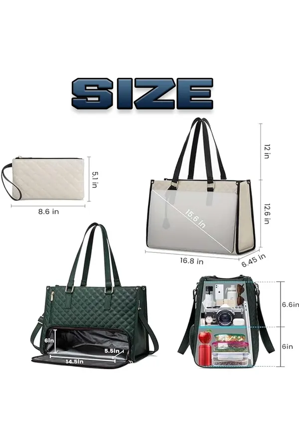 Veloure_Dark_Green_Pu_Quilted_Insulated_Tote_Bag_For_Women