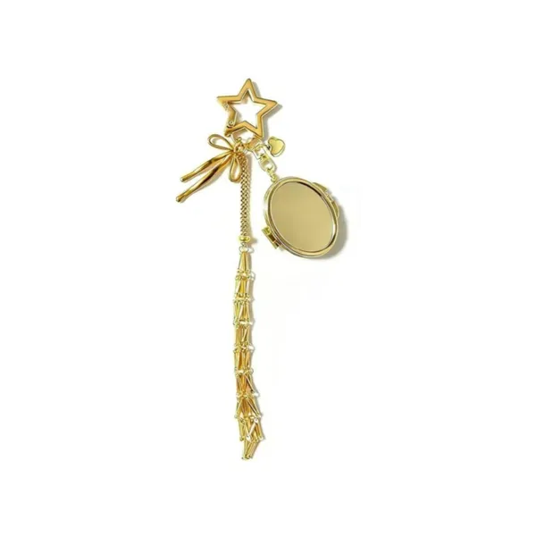 Veloure_Golden_Alloy_Oval_Mirror_Lipstick_Holder_Keychain_For_Women