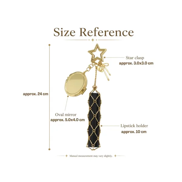 Veloure_Golden_Alloy_Oval_Mirror_Lipstick_Holder_Keychain_For_Women