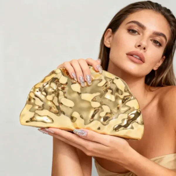 Veloure_Liquid_Aura_Metallic_Clutch_|_Molten_Gold_Luxury_Evening_Bag