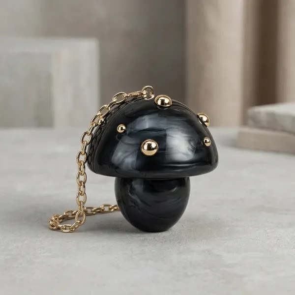 Veloure_Nero_Amanita_Mushroom_Clutch_Bag_-_Luxury_Black_Acrylic_Purse