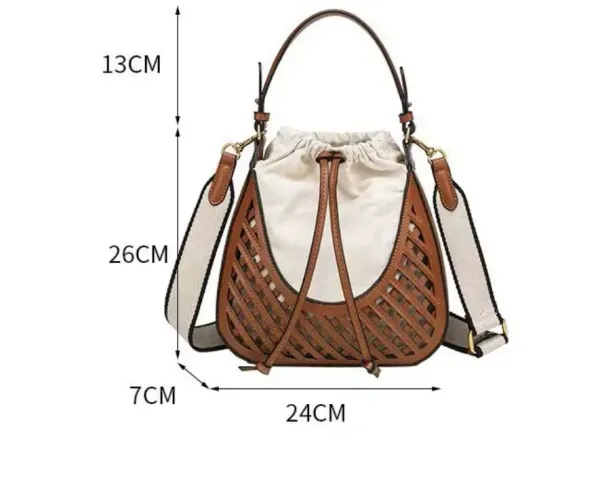 Veloure_Origami_Bucket_Bag_|_Tan_Cutout_Leather_&_Canvas_Crossbody_Purse